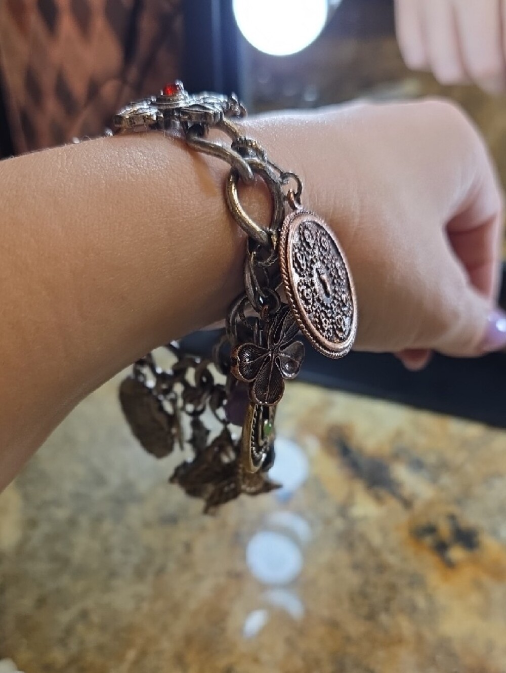 Vintage Lucky Brand Silver Charm Bracelet with Gold & Rose-Tone Accents - Picture 6 of 8